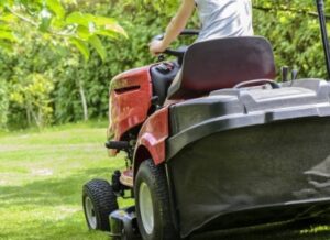 mowing grass